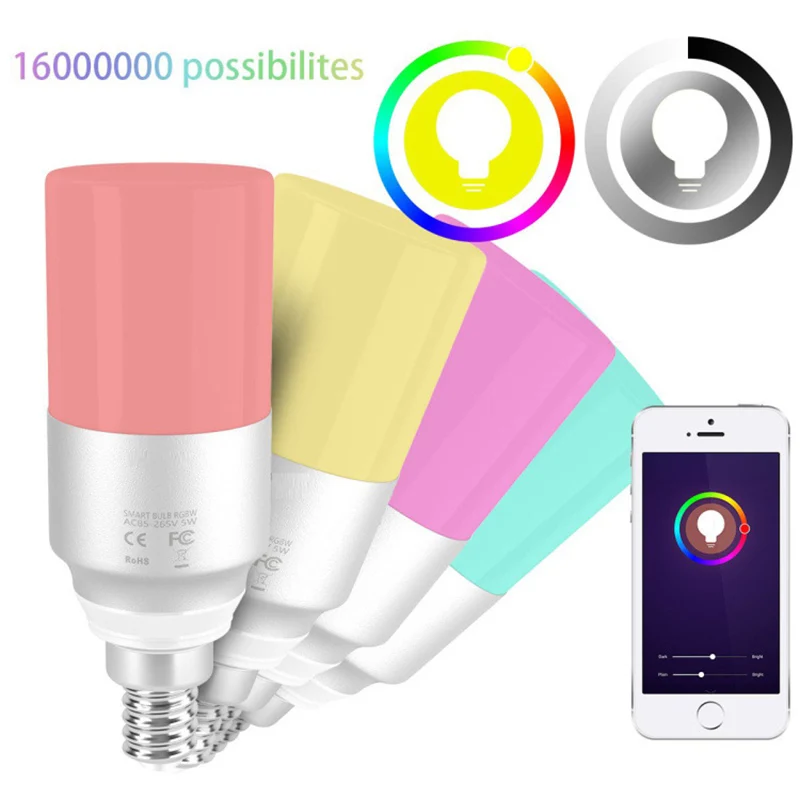 E27/B22/E14 WiFi умный светильник RGB многоцветный 6 Вт затемняющий светодиодный светильник совместим с Alexa Google home управление через приложение smart life