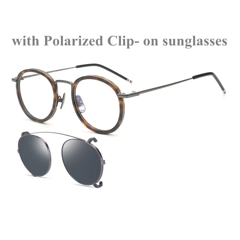 

High Quality Brand Glasses Frames with Polarized Clip-on Sunglasses Myopia Optical Prescription Eyeglasses Men Women TB710