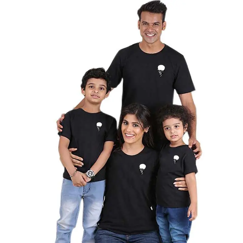 Family matching t shirt ice cream parent child clothes daddy mommy and me outfits look cotton o neck causal top tee | Мать и ребенок