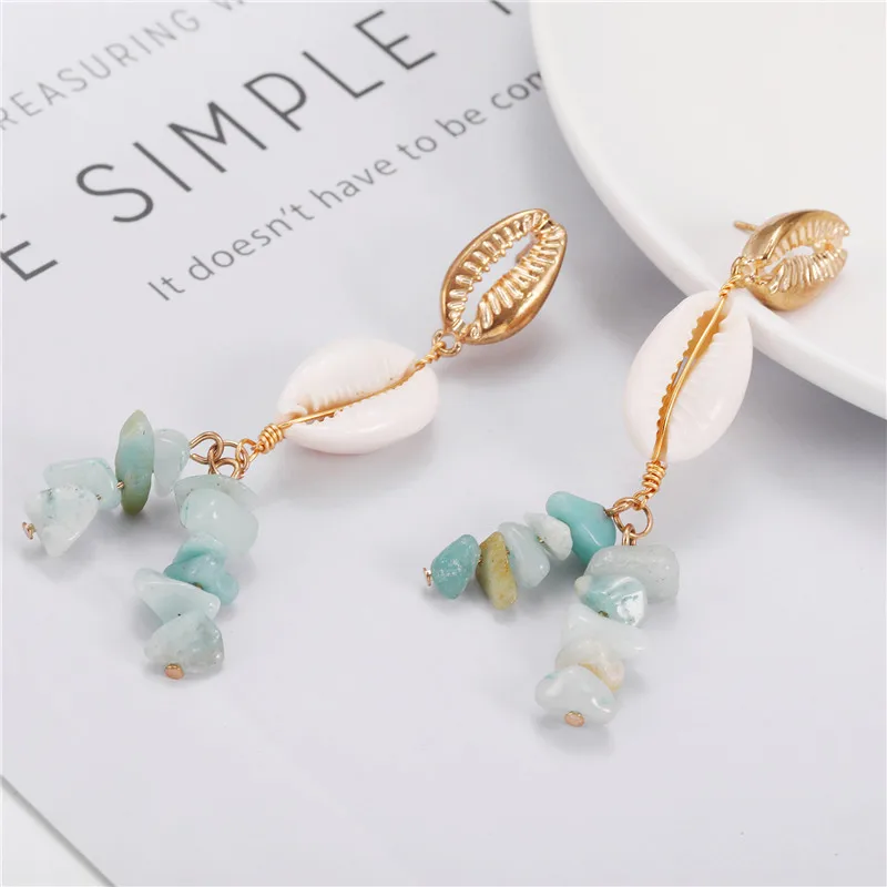 

Elegant Beads Shell Alloy Drop Earrings Cute Statement Dangle Earrings For Women Wedding Party Gifts Bohemian Beach Jewelry