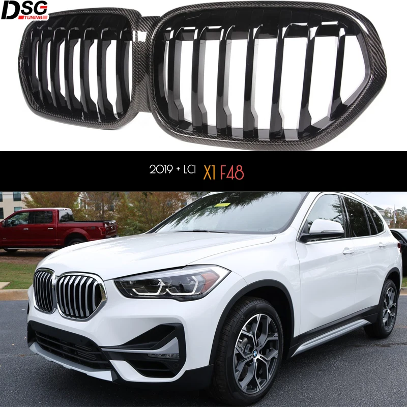 

Carbon Fiber Front Kidney Grill Black Hood Grille for BMW F48 X1 2019 - 2021