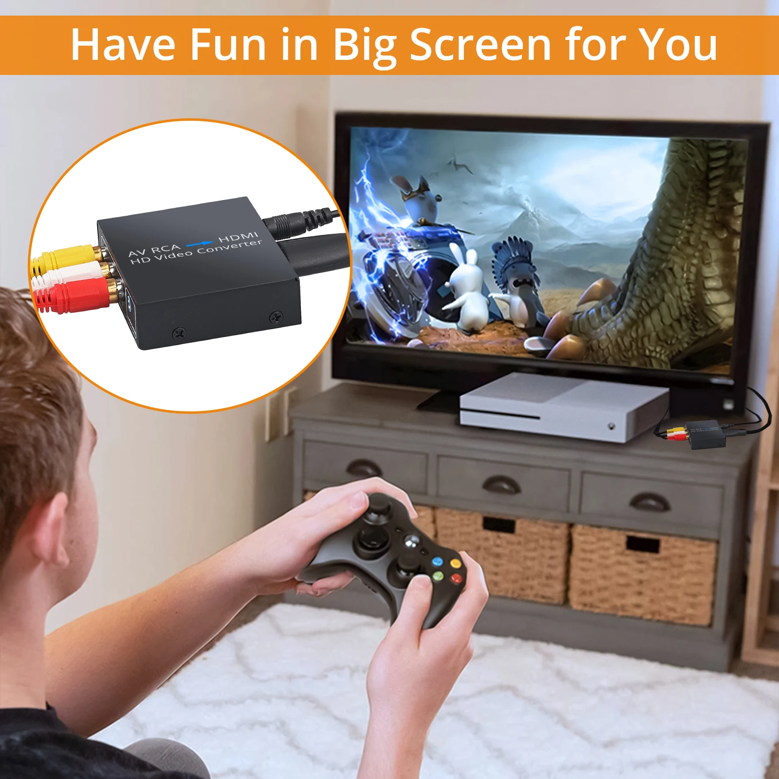 Neoteck AV RCA к HDMI-совместимый конвертер видео Поддержка PAL/NTSC 1080P Композитный CVBS