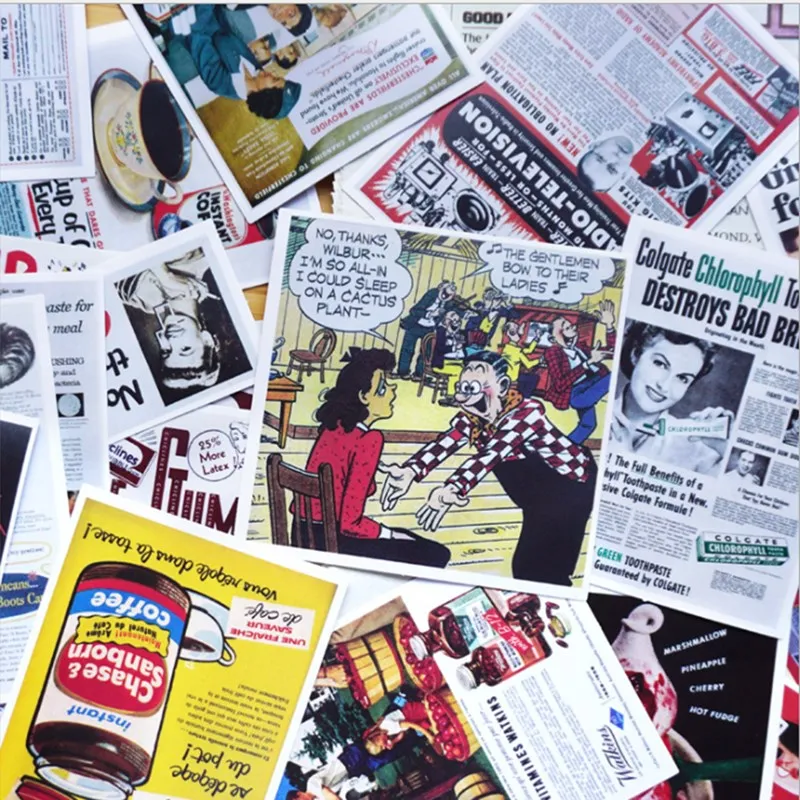 

38pcs Retro 1950s Europe and United States Advertising Stickers Matte PVC Waterproof Stickers For Teens Diy on Computer Laptop