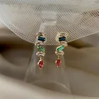 Серьги-подвески в Корейском стиле женские, модные Висячие Ювелирные украшения с кристаллами, Летний сезон, бижутерия для подарка