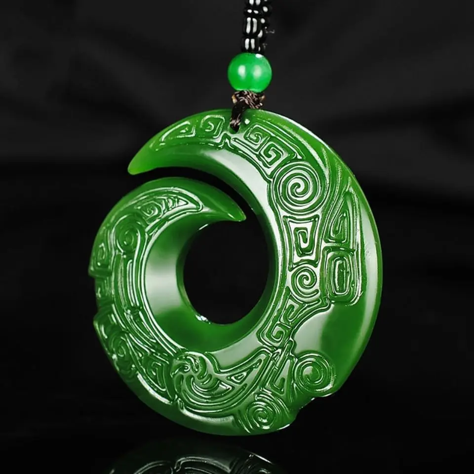 Fashion Green Jade Dragon jade Pendant Necklace Jewellery Chinese Hand-Carved Relax Healing Women Man Luck Gift