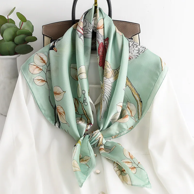 

2020 Fashion Print Scarves For Women Silk Satin Hijab Scarf Female 90*90cm Luxury Brand Square Shawl Headband Scarfs For Ladies