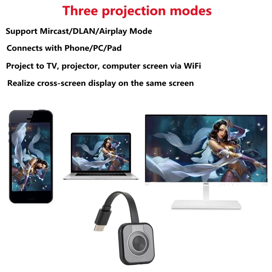 HD 1080P новый Wi-Fi беспроводной дисплей Dongle TV Stick для дома Therate Ultra Media Video Streamer WiFi |