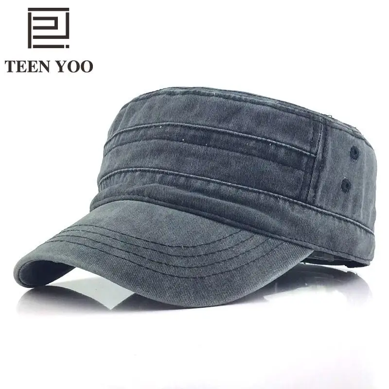 Мужская винтажная шляпа в стиле милитари с плоским верхом эффектом стирки