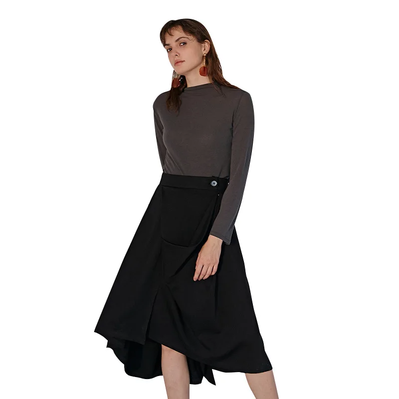 

DEAT 2021 new summer fashion women clothes high waist asymmetrical halfbody black skirt runway styles bottom wearing WP66601M
