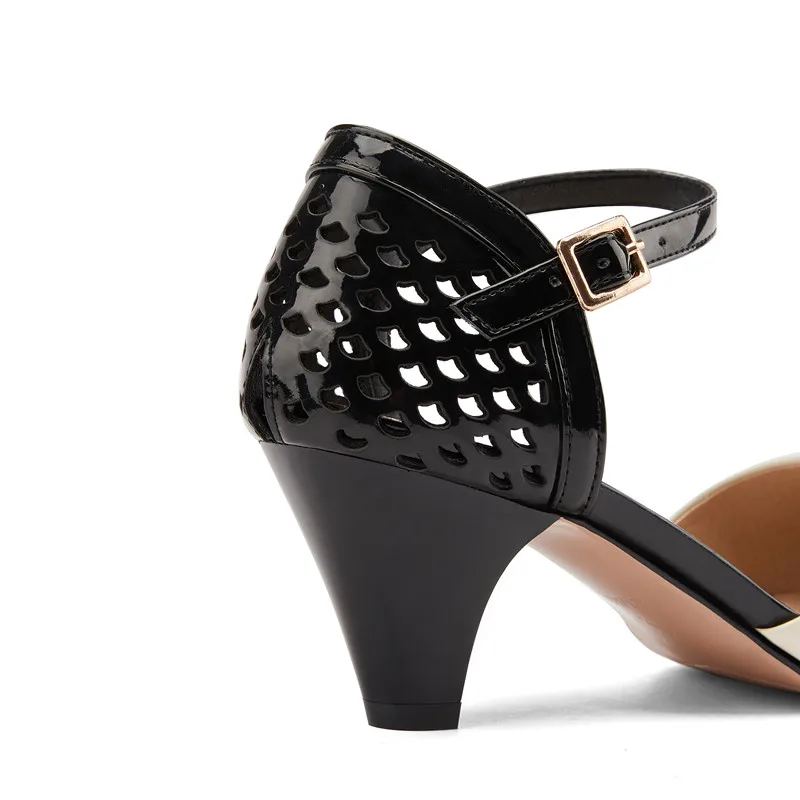 

High Spike Heels Women Pumps Hollow Out Ankle Strap Round Toe Two Piece Shoes Woman Ladies Cutout Mix-color Spring Summer Pumps