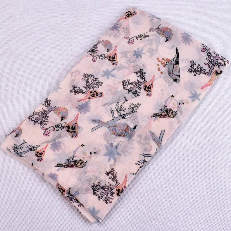 

2020 NEW Cartoon animal bird Voile scarf silk square hijab cool shawl ladies foulard femme headband hair bufanda mujer shawl