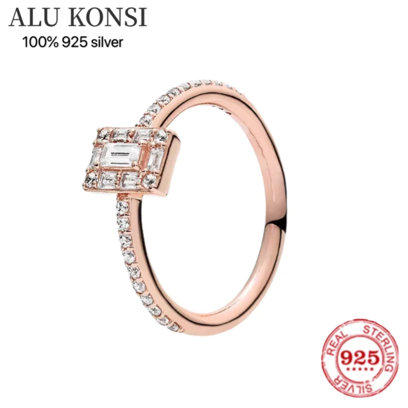 

Fit Original Real 925 Sterling Silver authentic pan ring For Women crown princess crystal couple DIY fashion wedding Jewelry