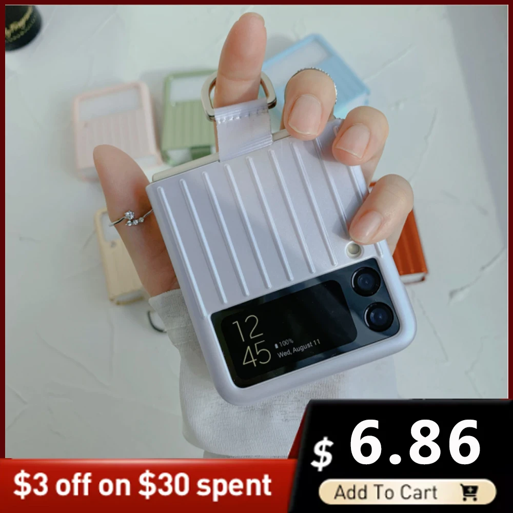 

Shockproof Ring Case for Samsung Galaxy Z Flip 3 Flip3 5G Luggage Anti-Scratch Protective Phone Cover Cases for Flip3 Back Funda
