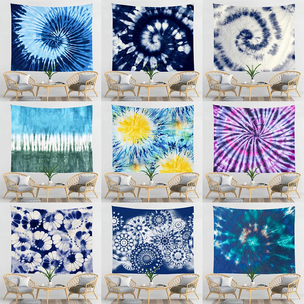 

Tie-dyed Tapestry Flower Wall Hanging Psychedelic Geometric Tapestries Wall Ceiling Cloth Carpet Beach Towel Home Decor