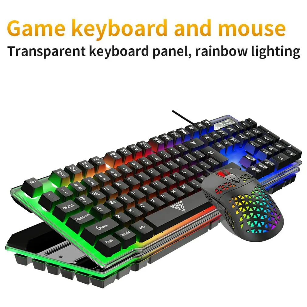 

Mechanical Touch Keyboard Mouse Luminous Wired Photoelectric Keyboard Scientific Key Layout Rich Multi-functional Media