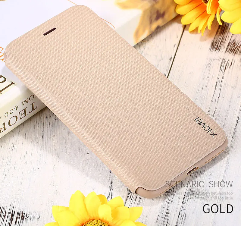 Ультратонкий чехол для Apple iPhone XS Max, кожаный чехол-книжка из ТПУ для Apple iPhone XR, флип-чехол 6 S 6 S 7Plus 8Plus - Цвет: Gold