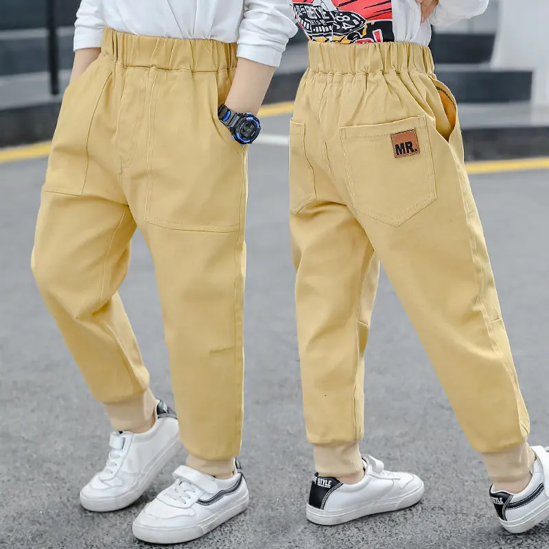 Детские трикотажные однотонные штаны для мальчиков Свободные повседневные