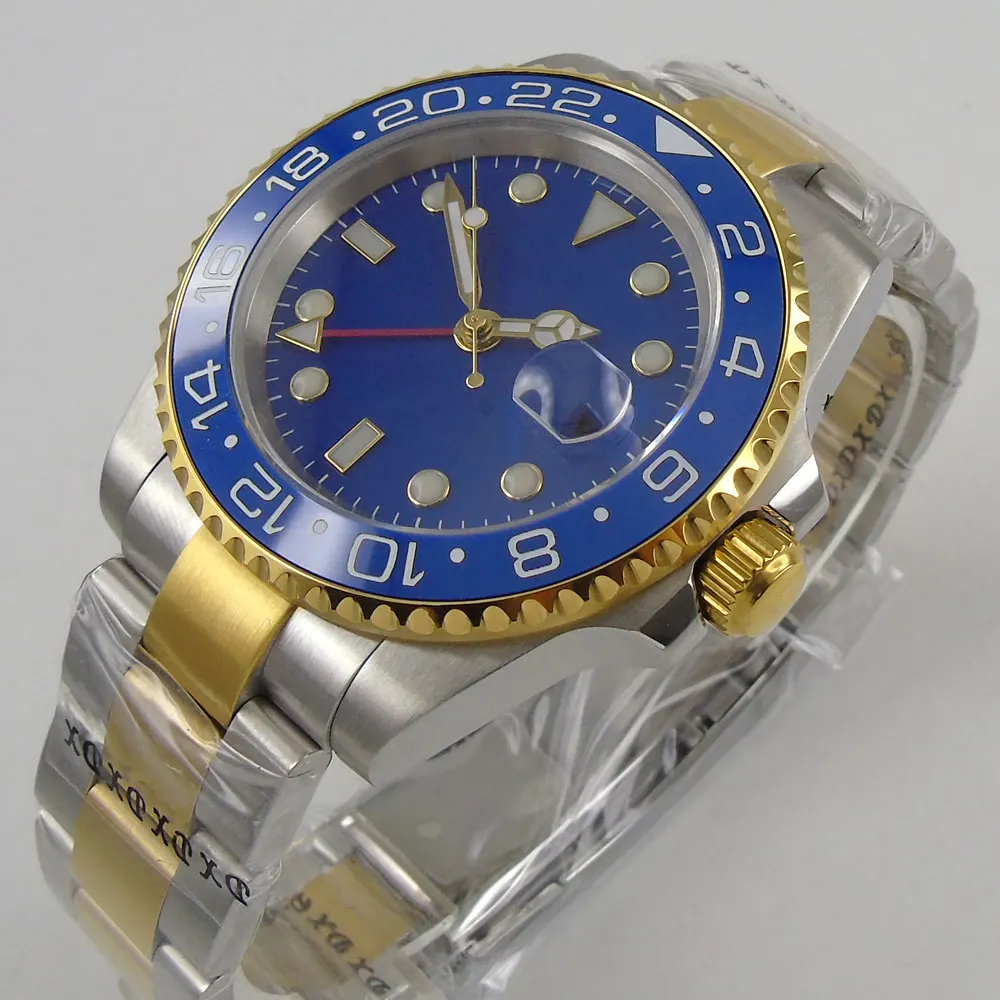 40 мм стерильный синий циферблат сапфировое стекло керамический Безель Дата
