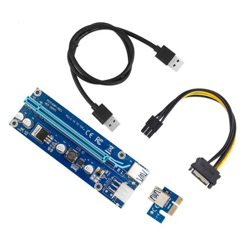 

PCI-E Adapter Card PCI-E 1X to 16X Extension Cable 4Pin Dedicated USB 3.0 Image Adapter Board for BTC Mining