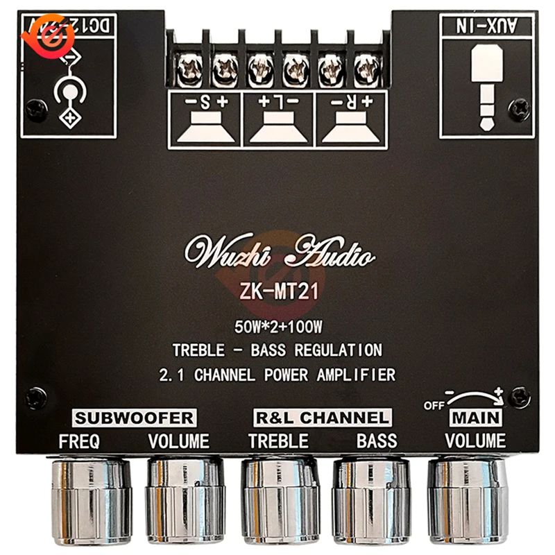 Плата усилителя сабвуфера 12-24 В постоянного тока MT21 2 1 каналов Bluetooth 5 0 50 Вт x2 + 100