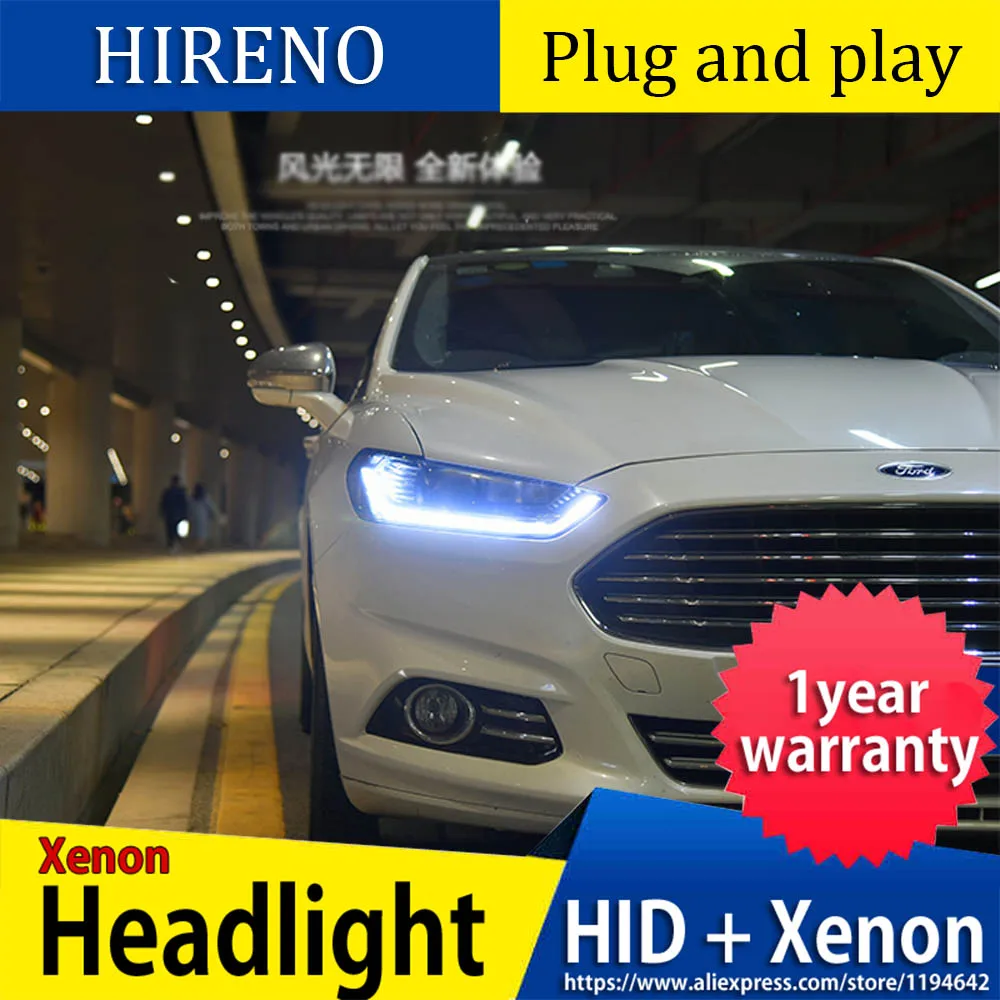 Автомобильный Стильный чехол на голову для Ford Mondeo для Fusion 2013, светодиодный налобный фонарь, DRL, двойной луч, объектив, биксенон, HID