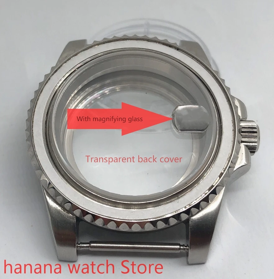 40 мм корпуса для часов из нержавеющей стали сапфировое стекло подходящее