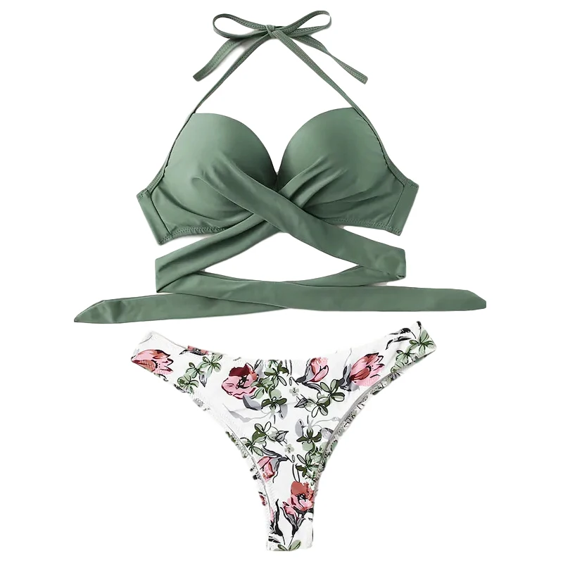 Купальник женский желтый с цветочным принтом|Купальники| |