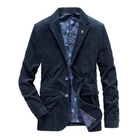 casual blazer fashion autumn winter mens blazer jacket cotton corduroy men suit outerwear business coats clothing male my155