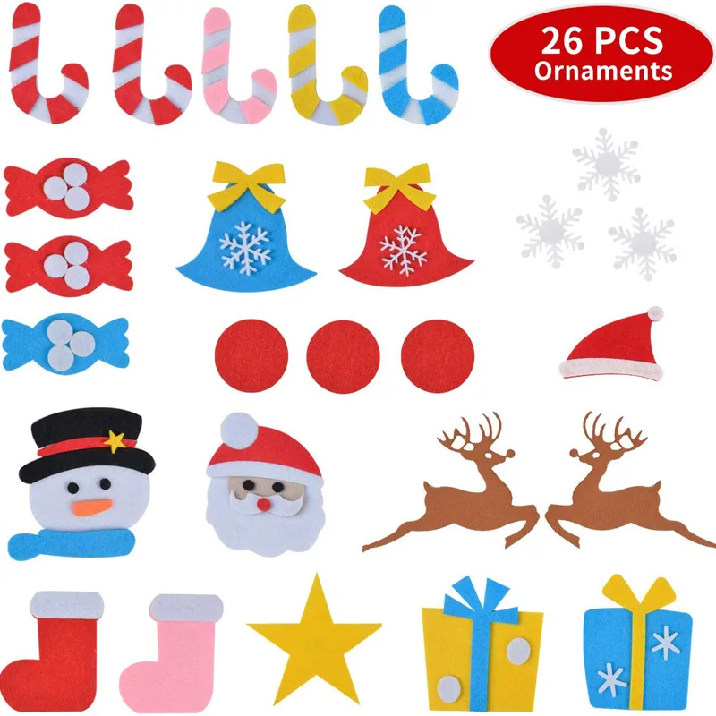 

DIY Felt With lights Christmas Tree Decor for Home Navidad 2021 New Year Gifts for Kids Cristmas Ornaments Xmas Tree