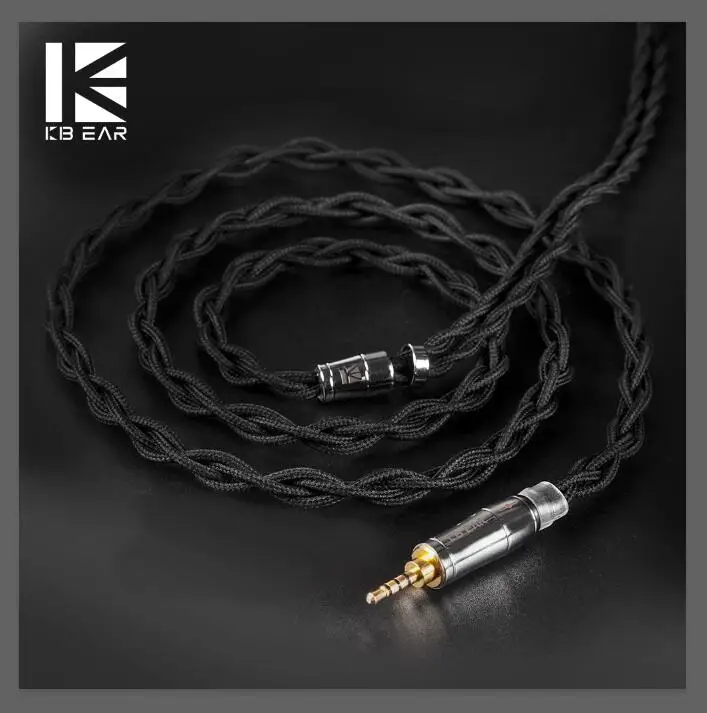 KBEAR 4 ядра 7N один кристалл медный кабель 2,5/3,5/4,4 мм с MMCX/2pin/QDC TFZ для KZ ZS10 ZSN Pro ZSX BLON BL-03 V90 BA5