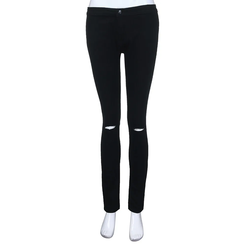 

Women jeans Casual Slim Solid Hole Long Jeans Zippers Sexy Skinny Pants Daily Trousers high quality pants pantalon pour femme
