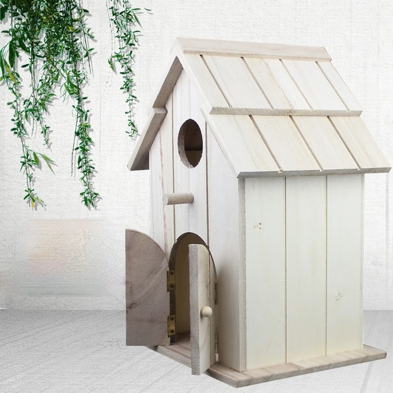 

Wooden Bird Nest Outdoor Breeding Box Wooden House Vintage Garden Decoration Vogelhuisjes Voor Buiten Pet Accessories EF50NL