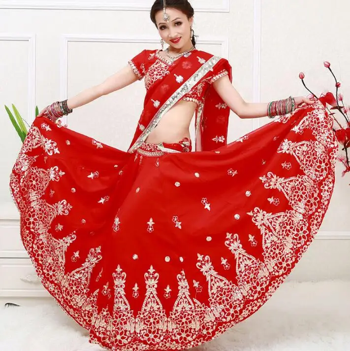 Женский костюм для индийского танца Lehenga Choli комплект из четырех предметов