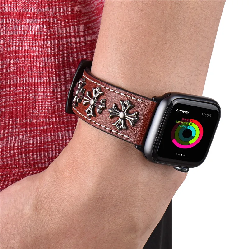 Ремешок кожаный для Apple Watch Band 42 мм 38 спортивный браслет iWatch 4/5 band 44 40 correa apple watch series