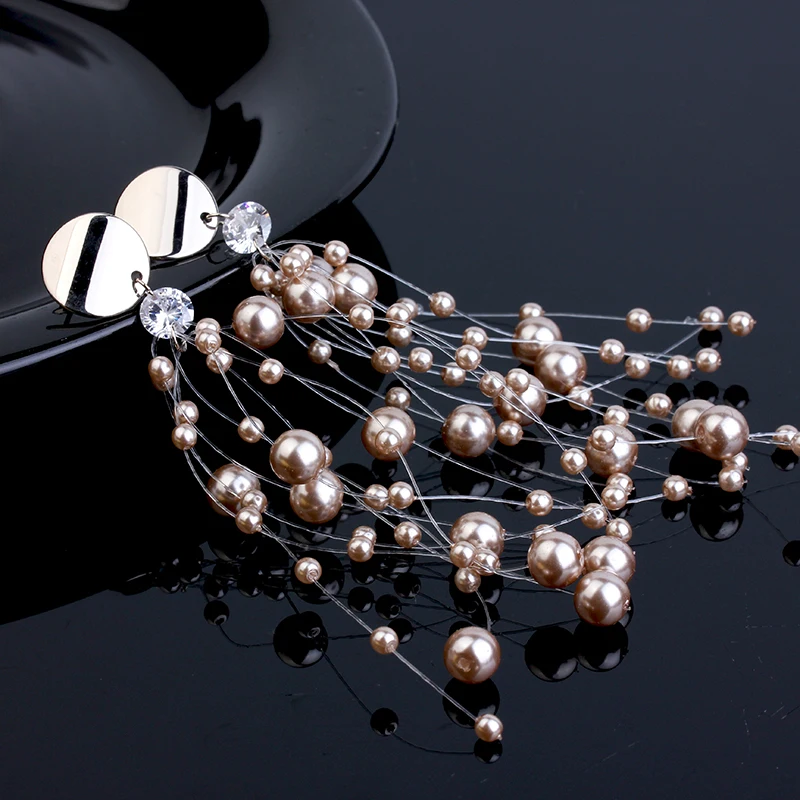 Высококачественные длинные жемчужные серьги для женщин роскошные в Корейском