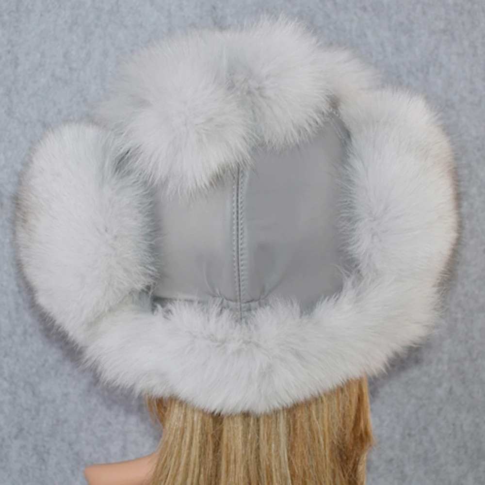 Женская зимняя шапка из 100% натурального Лисьего меха модная повседневная
