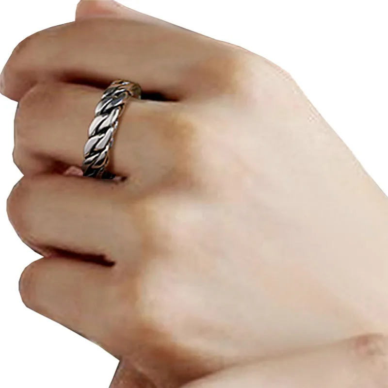 Витое кубинское звено цепи кольца регулируемые розовое золото нержавеющая сталь