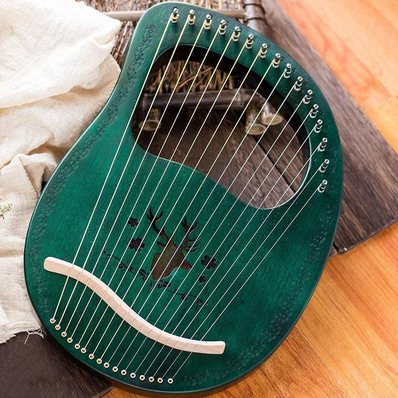 

Lyre Harp 16 String Harp Heptachord Mahogany Lye Harp with Tuning Wrench for Music Lovers Beginners