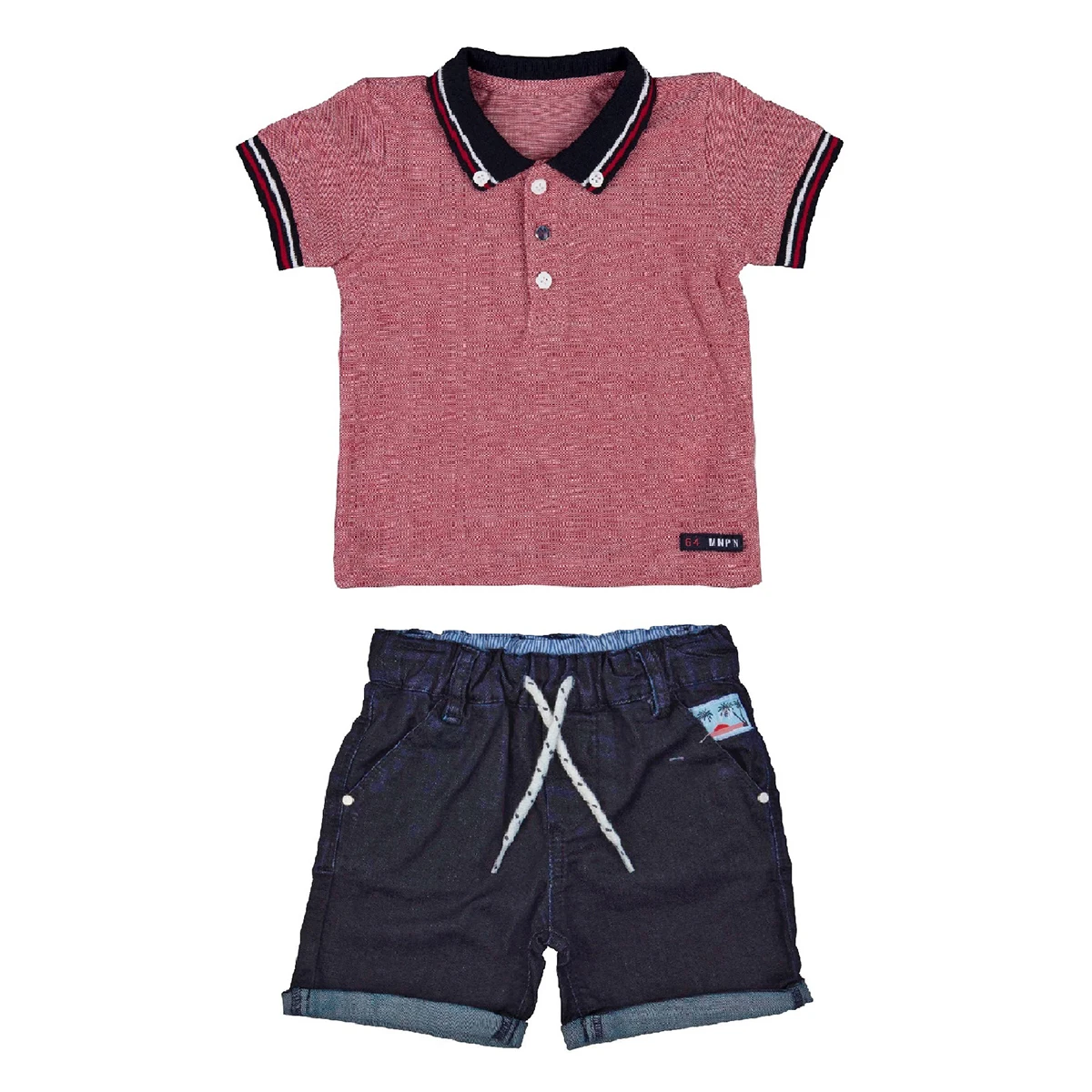 

Bebepan Seaside Jean Shorts Collar T-Shirt Set