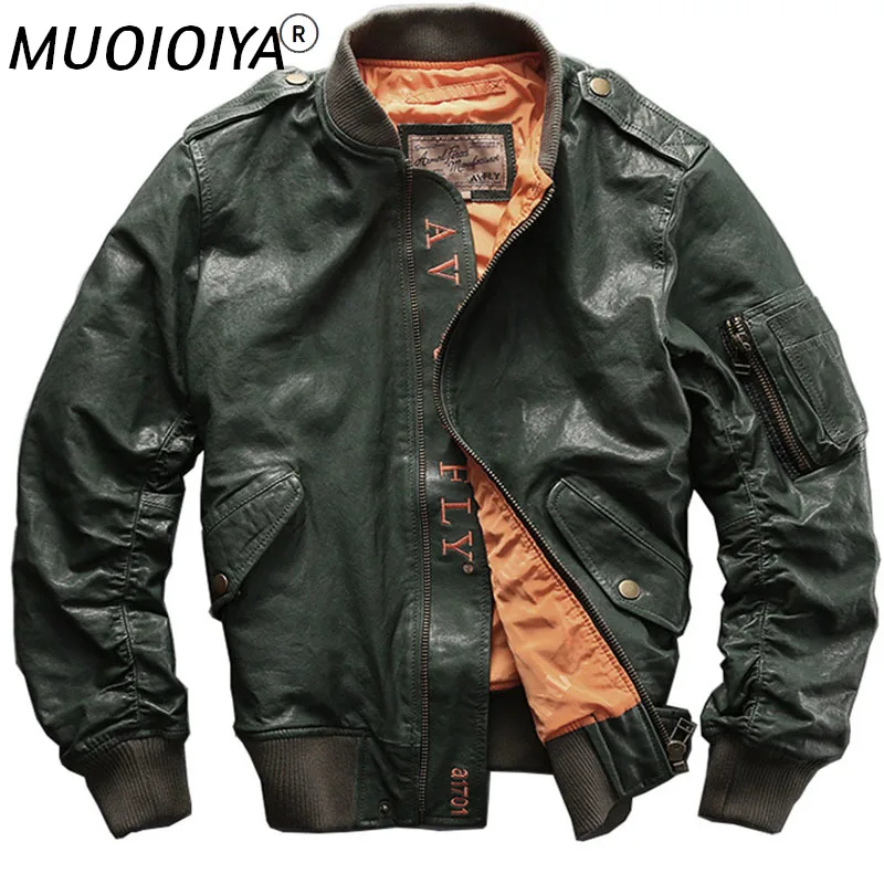 

2021New Men's Genuine Leather Jacket Sheep Leather Bomber Jacket Men's Motorcycle Jacket Large Size 6XL Leather Coat