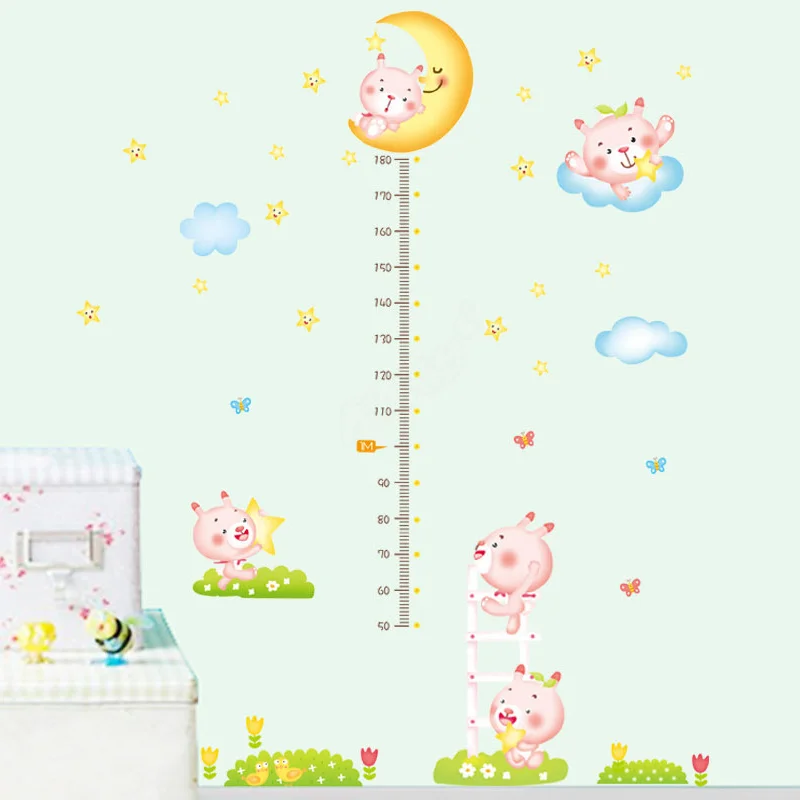 Child Height Growth Charts Wall Sticker Measuring Spacecraft Decals Self-adhesive Decor Art for Kids Room | Дом и сад