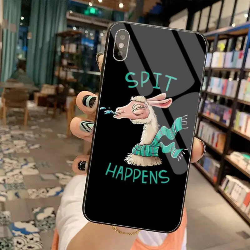 

HUAGETOP the llama Custom Soft Phone Case Tempered Glass For iPhone 11 Pro XR XS MAX 8 X 7 6S 6 Plus SE 2020 case