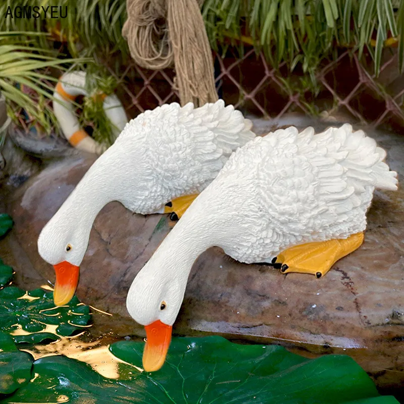 Креативная уличная имитация питьевой утки украшения из смолы искусственные