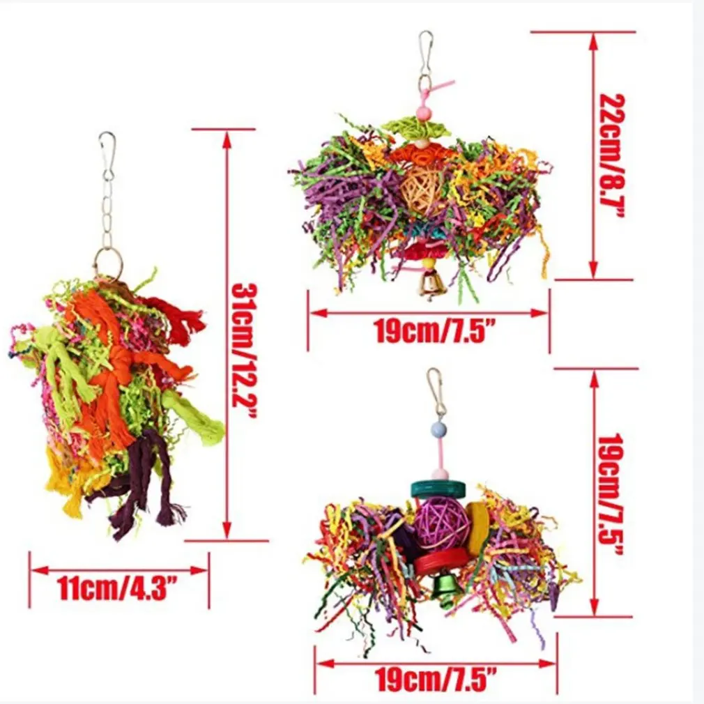 

3pcs/set Creative Combination Parrot Toy Portable Bird Pet Supplies Parrot Bite Toy Fun Combination Bird Toy