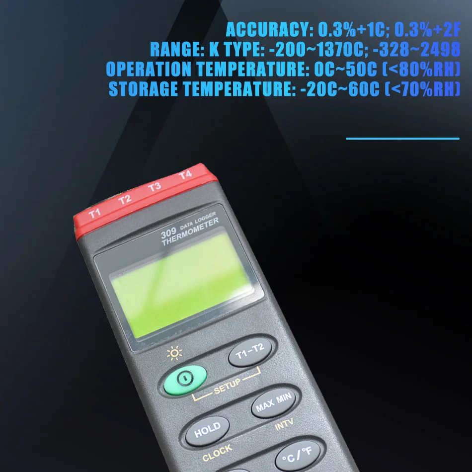 Промышленный Термометр термопары CENTER 309 типа K 4 входа 16000 записей|Приборы для