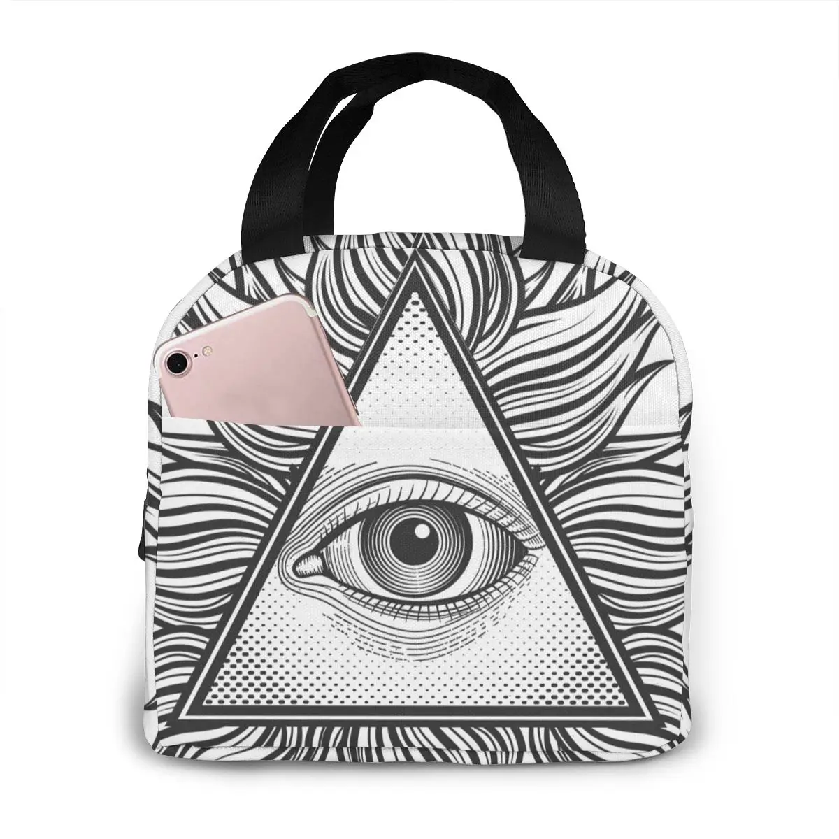 

Insulated Lunch Bag Thermal All Seeing Eye Pyramid Symbol Tote Bags Cooler Picnic Food Lunch Box Bag