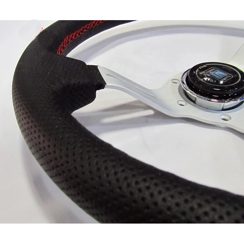 

Free shipping 330mm 13" silver Aluminum Spoke ND Racing Steering Wheel Auto Steering Wheel Leather