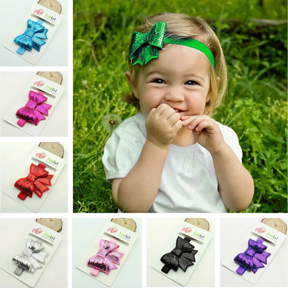 Ободки для девочек ручная работа с пайетками и бантом вечеринки повязка на