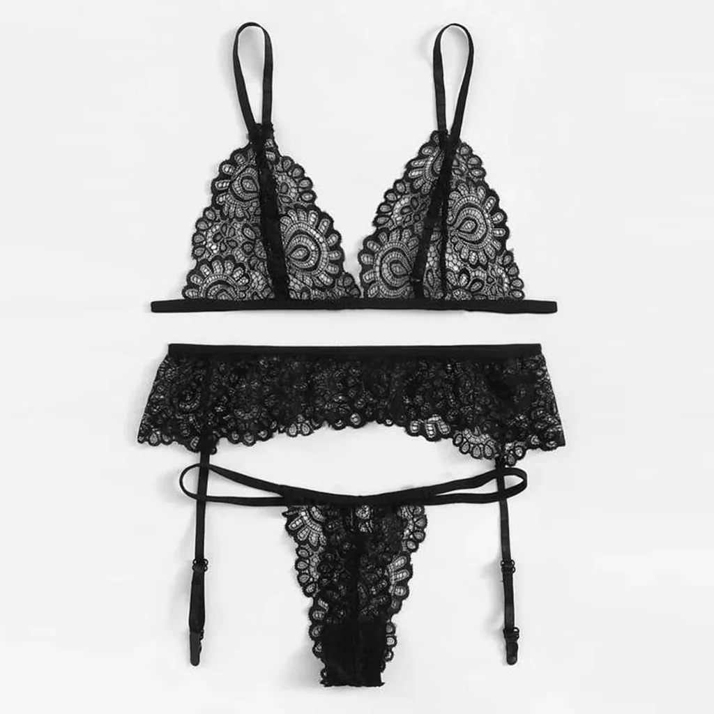 3 шт. сексуальный пижамный комплект для женщин большой размер кружевной