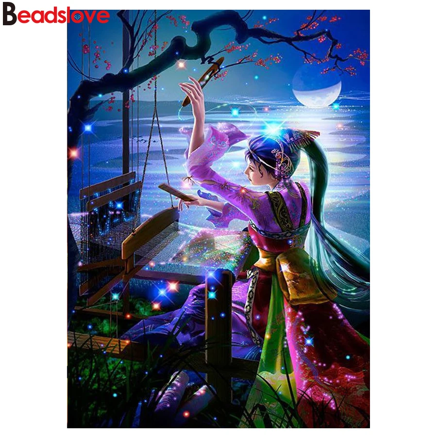 

Рукоделие Алмазная вышивка мультфильм ткачество девушка 5D DIY Алмазная Картина Набор крестиков 3d картина, Алмазная мозаика украшение